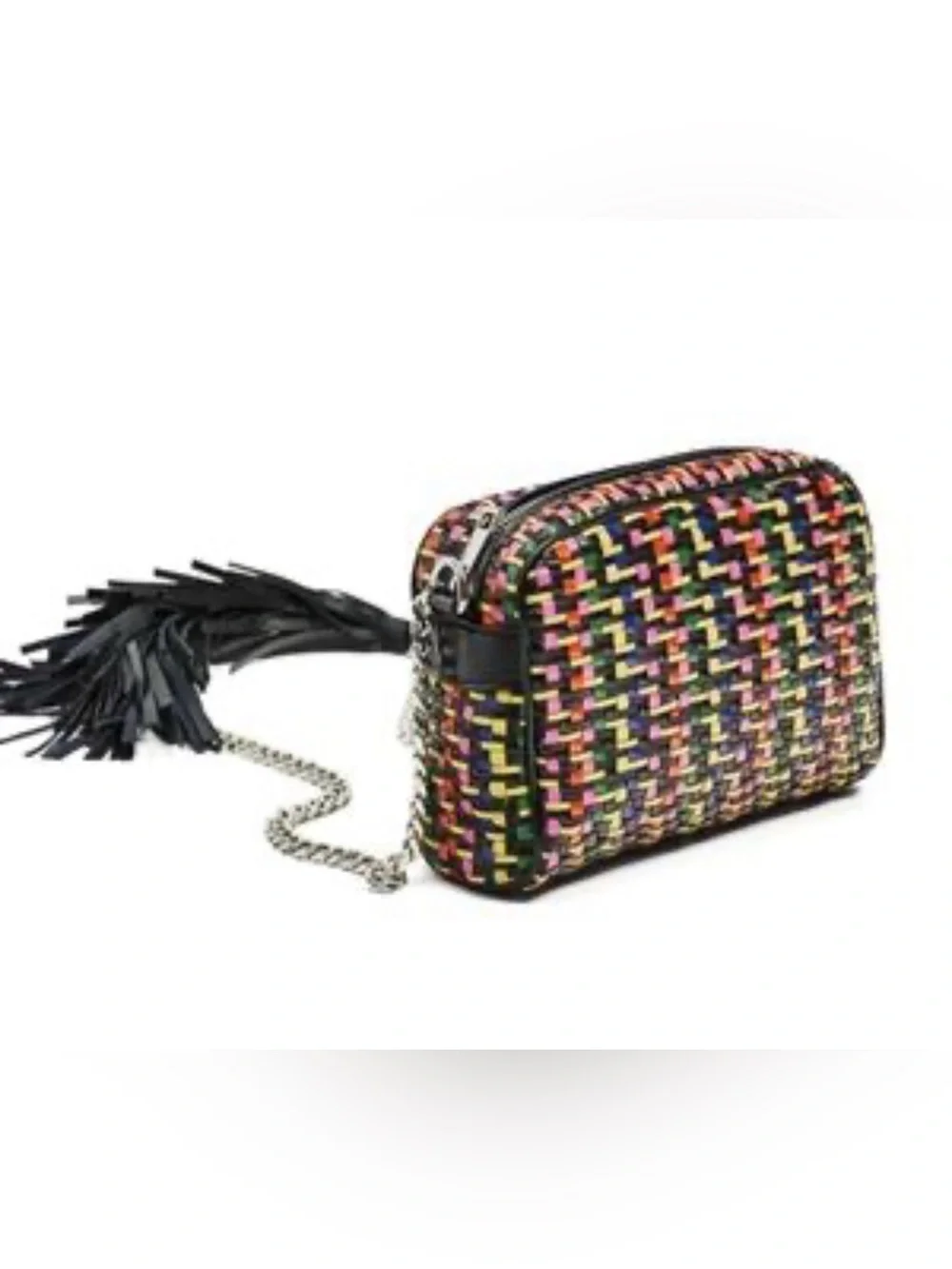 Zara Multicolor Woven with Black Tassel strap  crossbody bag